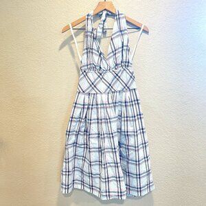 Merona White and Blue Plaid Midi Dress